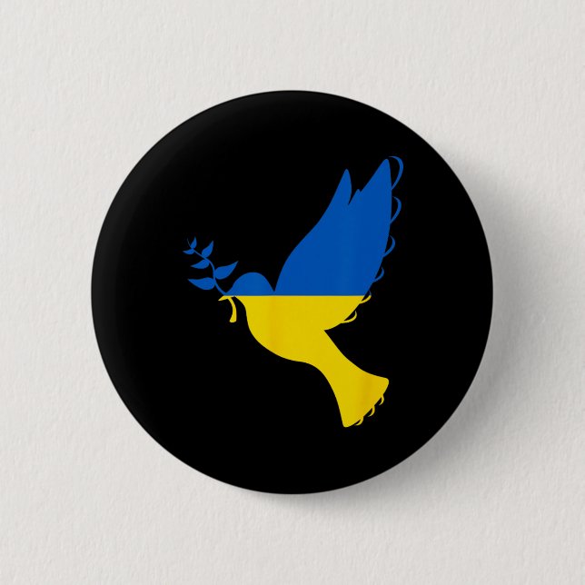 Frieden in der Ukraine Taube. Steht mit der Ukrain Button (Vorderseite)