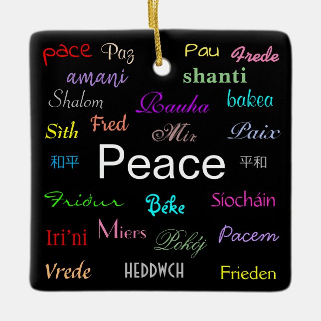 Frieden in der Welt in Schwarz Keramikornament (Vorderseite)