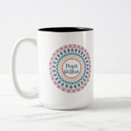 Frieden in Pastel Mandala Zweifarbige Tasse