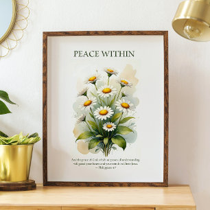 Frieden innen, florale Daisy christliche Wandkunst Poster