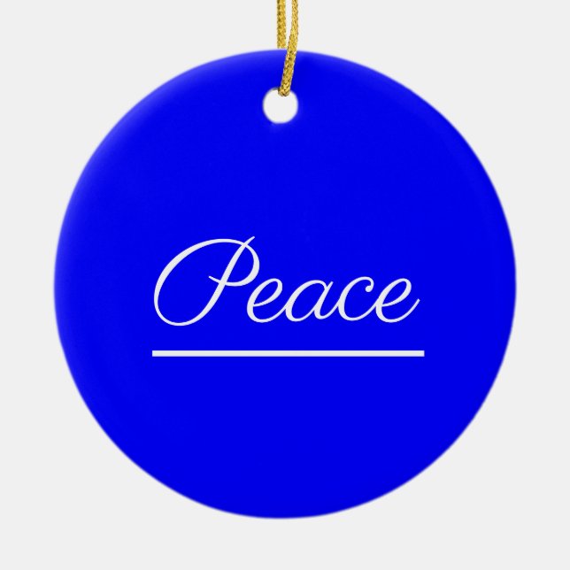 Frieden ist gut: Blau Keramik Ornament (Vorne)