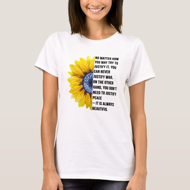 Frieden ist immer schön Ukraine Sonnenblumen T-Shirt (Vorderseite)