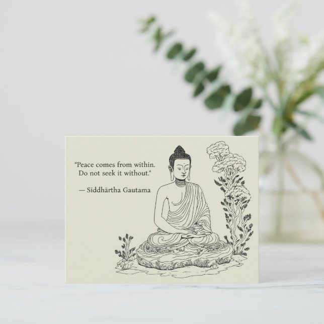 Frieden kommt aus Buddha Postkarte (Stehend Vorderseite)