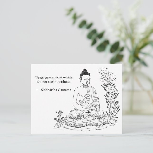 Frieden kommt aus Buddha Postkarte (Stehend Vorderseite)