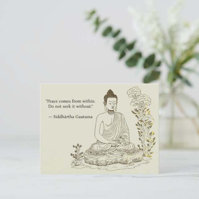 Frieden kommt aus Buddha Postkarte (Stehend Vorderseite)