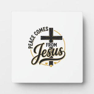 Frieden kommt von Jesus Christliches Kreuz-Shirt Fotoplatte