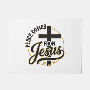 Frieden kommt von Jesus Christliches Kreuz-Shirt Fußmatte