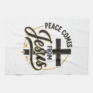 Frieden kommt von Jesus Christliches Kreuz-Shirt Geschirrtuch