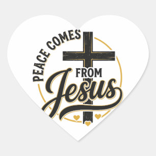 Frieden kommt von Jesus Christliches Kreuz-Shirt Herz-Aufkleber