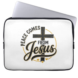 Frieden kommt von Jesus Christliches Kreuz-Shirt Laptopschutzhülle