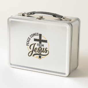 Frieden kommt von Jesus Christliches Kreuz-Shirt Metall Brotdose