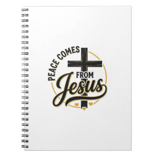 Frieden kommt von Jesus Christliches Kreuz-Shirt Notizblock