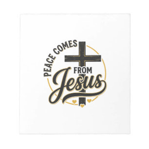 Frieden kommt von Jesus Christliches Kreuz-Shirt Notizblock