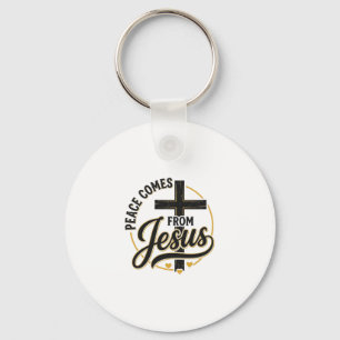 Frieden kommt von Jesus Christliches Kreuz-Shirt Schlüsselanhänger