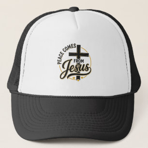Frieden kommt von Jesus Christliches Kreuz-Shirt Truckerkappe