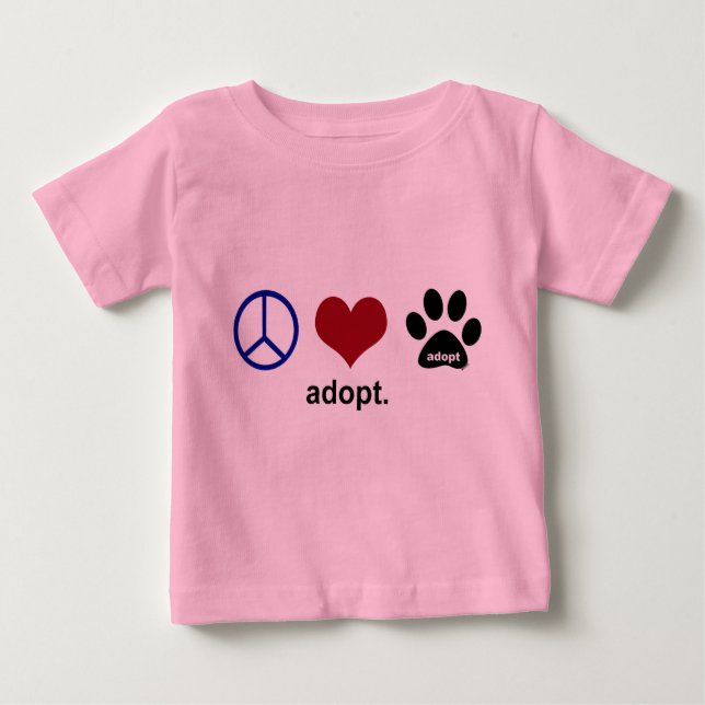 Frieden, Liebe, Adoptier Baby T-shirt (Vorderseite)
