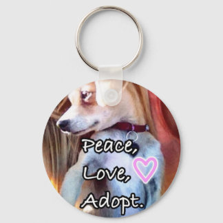 Frieden, Liebe, Adoptier Rescue Dog Schlüsselanhän Schlüsselanhänger