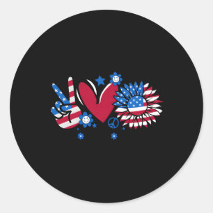 Frieden Liebe Amerika Fahne 4. Juli Runder Aufkleber
