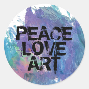 FRIEDEN LIEBE ART + abstrakte Kunst Runder Aufkleber
