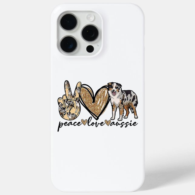 Frieden, Liebe, Aussie, australischer Schäferhund, Case-Mate iPhone Hülle (Rückseite)