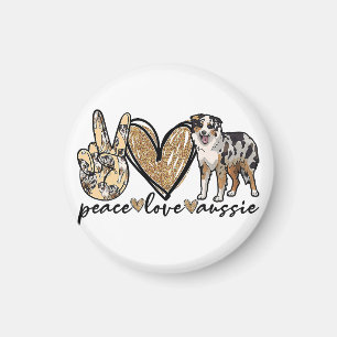 Frieden, Liebe, Aussie, Australischer Schäferhund, Magnet