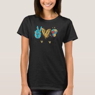 Frieden Liebe Autismus Cool Bewusstsein Asd Hippie T-Shirt