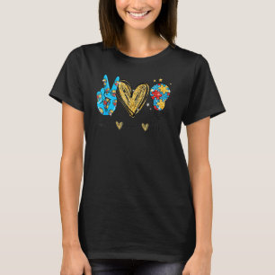 Frieden Liebe Autismus Cool Bewusstsein Asd Hippie T-Shirt