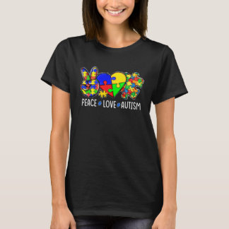 Frieden Liebe Autismus Im April Tragen Wir Blau Fü T-Shirt
