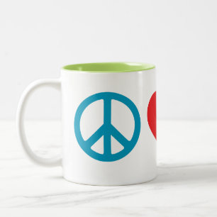Frieden, Liebe, Avocado 11oz Zweifarbige Tasse