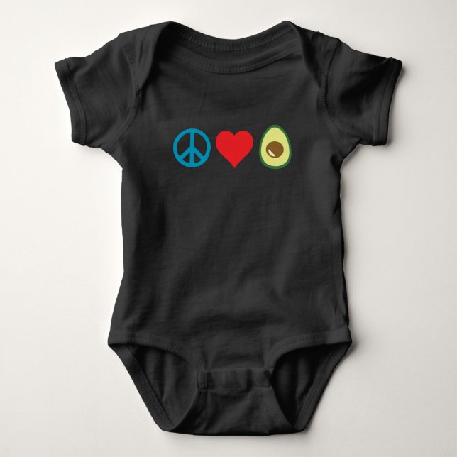 Frieden, Liebe, Avocado Baby Strampler (Vorderseite)