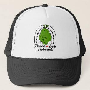 Frieden Liebe Avocado Lustiges Retro Avocado Fruch Truckerkappe