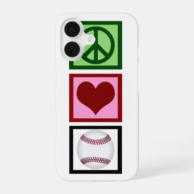 Frieden Liebe Baseball iPhone 16 Hülle (Rückseite)