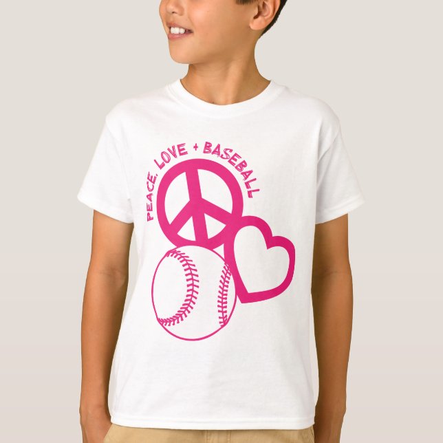 Frieden-Liebe-Baseball, Melone T-Shirt (Vorderseite)