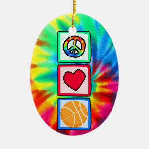 Frieden, Liebe, Basketball Keramik Ornament