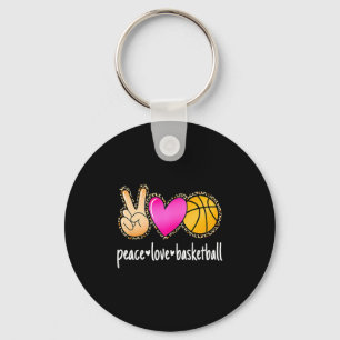 Frieden Liebe Basketball Leoparden-Druck Mädchen F Schlüsselanhänger