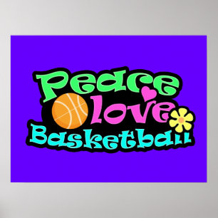 Frieden, Liebe, Basketball; Retro Poster