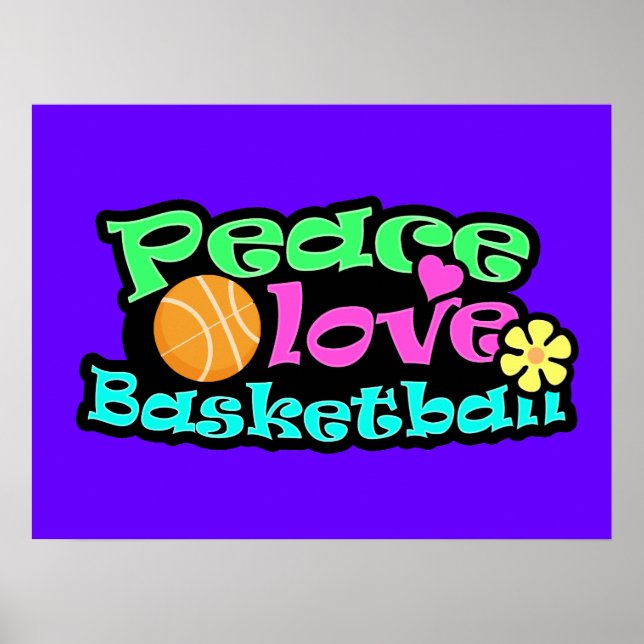 Frieden, Liebe, Basketball; Retro Poster (Vorne)