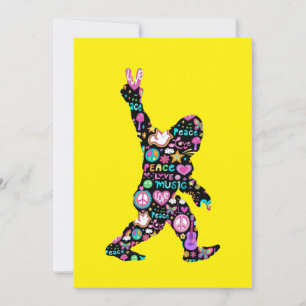 Frieden Liebe Bigfoot Hippie Lustiger Bigfoot Lieb Einladung