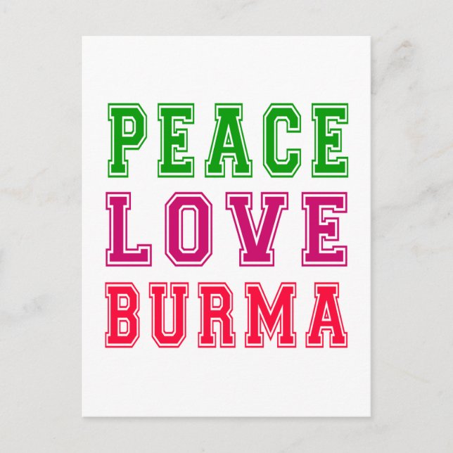 Frieden Liebe Birma. Postkarte (Vorderseite)