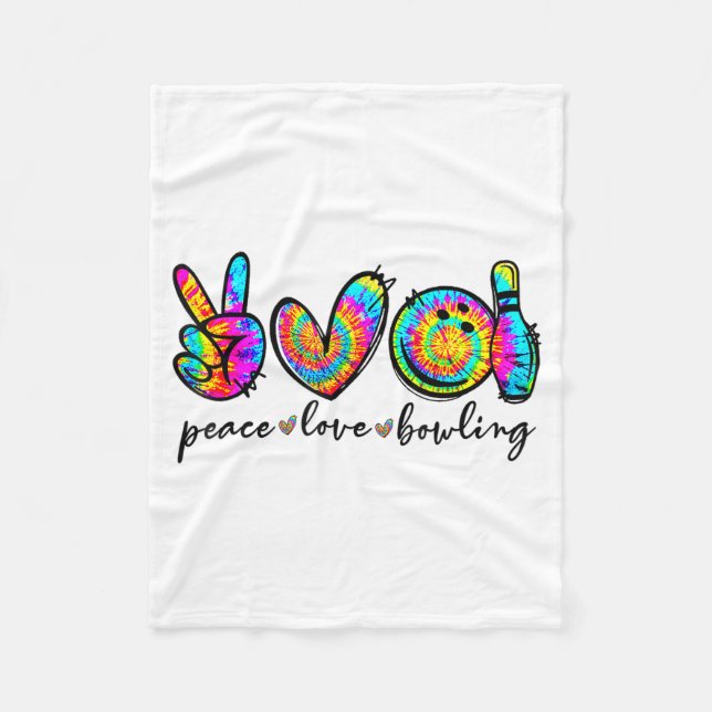 Frieden Liebe Bowling Tie Dye Lustige Bowling Fans Fleecedecke (Vorderseite)