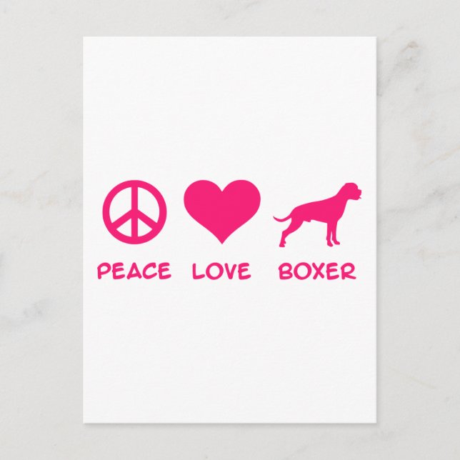 Frieden, Liebe, Boxer Postkarte (Vorderseite)