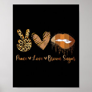 Frieden Liebe Brauner Zucker Leopard Hand Herz Und Poster