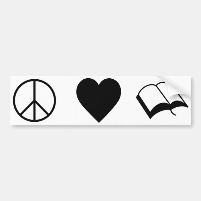 Frieden, Liebe, Bücher/Lesung Autoaufkleber (Vorne)