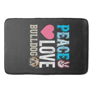 Frieden Liebe Bulldogge Vektor Badematte