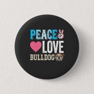 Frieden Liebe Bulldogge Vektor Button