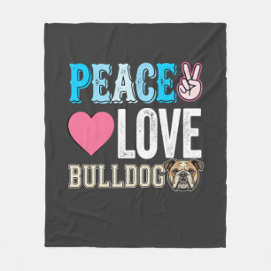 Frieden Liebe Bulldogge Vektor Fleecedecke