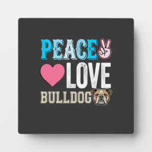 Frieden Liebe Bulldogge Vektor Fotoplatte