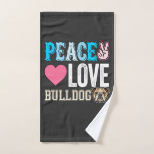 Frieden Liebe Bulldogge Vektor Handtuch