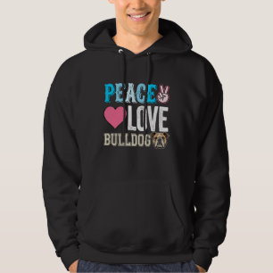 Frieden Liebe Bulldogge Vektor Hoodie
