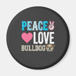 Frieden Liebe Bulldogge Vektor Magnet